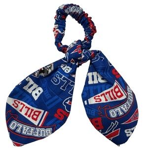 Buffalo bills head scarf tie scrunchie hand made USA blue cotton rare fun summer